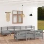 11-piece solid pine gray garden furniture set by vidaXL, Garden sets - Ref: Foro24-3083391, Price: 451,56 €, Discount: %