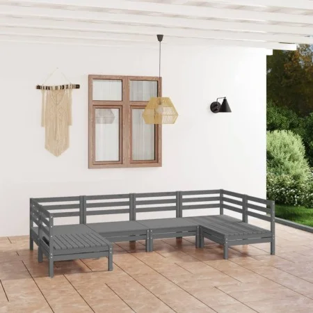 Gartenmöbel-Set 6-teilig aus massivem grauem Kiefernholz von vidaXL, Gartensets - Ref: Foro24-3083396, Preis: 317,01 €, Rabat...