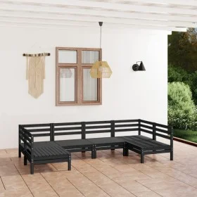 6-teiliges Gartenmöbel-Set aus massivem Kiefernholz schwarz von vidaXL, Gartensets - Ref: Foro24-3083398, Preis: 313,55 €, Ra...
