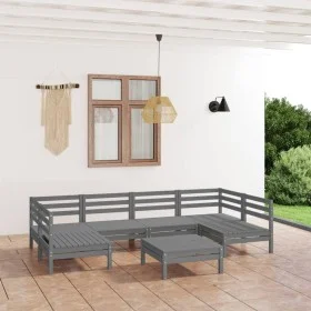 7-piece solid pine wood garden furniture set in gray. by vidaXL, Garden sets - Ref: Foro24-3083401, Price: 301,58 €, Discount: %