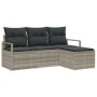 Conjunto de sofá de jardín con cojín 4 pcs Gris Claro
