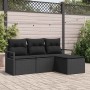 Conjunto de sofá de jardín con cojín 4 pcs Negro