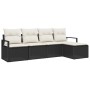 Conjunto de sofá de jardín con cojín 5 pcs Negro y crema