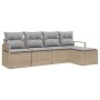 Conjunto de sofá de jardín con cojín 5 pcs Beige y Gris Claro