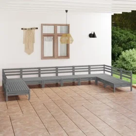 Garden furniture set 10 pieces solid gray pine wood by vidaXL, Garden sets - Ref: Foro24-3083426, Price: 511,60 €, Discount: %