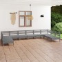 Gartenmöbel-Set 10-teilig aus massivem grauem Kiefernholz von vidaXL, Gartensets - Ref: Foro24-3083426, Preis: 518,32 €, Raba...