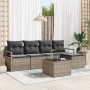 Conjunto de sofá de jardín con cojín 6 pcs Gris Claro