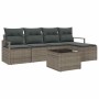 Conjunto de sofá de jardín con cojín 6 pcs Gris Claro