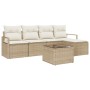 Conjunto de sofá de jardín con cojín 6 pcs Beige y Crema