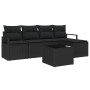 Conjunto de sofá de jardín con cojín 6 pcs Negro