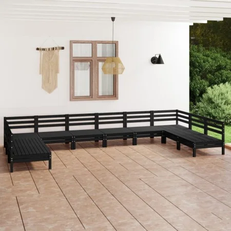 Gartenmöbel-Set 10-teilig aus massivem schwarzem Kiefernholz von vidaXL, Gartensets - Ref: Foro24-3083428, Preis: 508,15 €, R...
