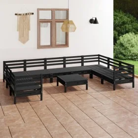 Garden furniture set 10 pieces solid black pine wood by vidaXL, Garden sets - Ref: Foro24-3083543, Price: 515,93 €, Discount: %