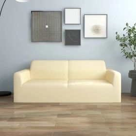 Funda elástica para sillón de 2 plazas poliéster jersey crema