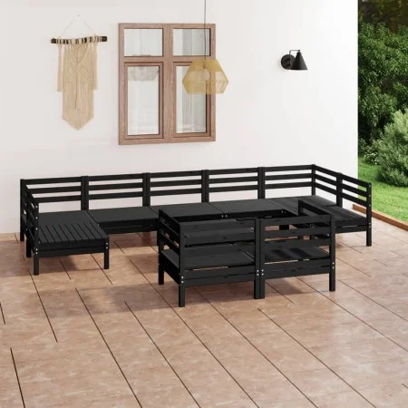10-teiliges Gartenmöbel-Set aus massivem Kiefernholz schwarz von vidaXL, Gartensets - Ref: Foro24-3083483, Preis: 515,93 €, R...