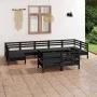 10-teiliges Gartenmöbel-Set aus massivem Kiefernholz schwarz von vidaXL, Gartensets - Ref: Foro24-3083483, Preis: 515,93 €, R...