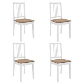 Sillas de comedor con cojines 4 unidades madera maciza blanca Sillas de comedor con cojines 4 unidades madera maciza blanca