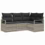 Conjunto de sofá de jardín con cojín 4 pcs Gris Claro