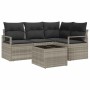 Conjunto de sofá de jardín con cojín 5 pcs Gris Claro