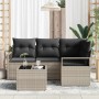 Conjunto de sofá de jardín con cojín 5 pcs Gris Claro