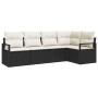 Conjunto de sofá de jardín con cojín 5 pcs Negro y crema
