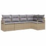 Conjunto de sofá de jardín con cojín 5 pcs Beige y Gris Claro