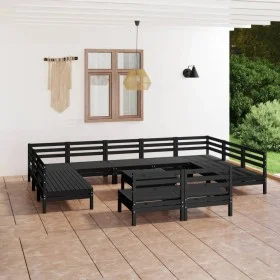Garden furniture set 12 pieces solid black pine wood by vidaXL, Garden sets - Ref: Foro24-3083453, Price: 594,79 €, Discount: %
