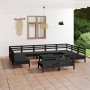 Gartenmöbel-Set 12-teilig aus massivem schwarzem Kiefernholz von vidaXL, Gartensets - Ref: Foro24-3083453, Preis: 602,59 €, R...