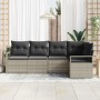Conjunto de sofá de jardín con cojín 5 pcs Gris Claro