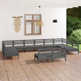 Garden furniture set 12 pieces solid gray pine wood by vidaXL, Garden sets - Ref: Foro24-3083456, Price: 613,37 €, Discount: %