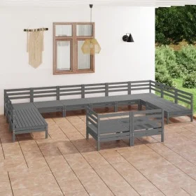 Gartenmöbel-Set 12-teilig aus massivem grauem Kiefernholz von vidaXL, Gartensets - Ref: Foro24-3083496, Preis: 673,95 €, Raba...