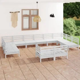 12-teiliges Gartenmöbel-Set aus massivem Kiefernholz weiß von vidaXL, Gartensets - Ref: Foro24-3083495, Preis: 603,31 €, Raba...