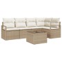 Conjunto de sofá de jardín con cojín 6 pcs Beige y Crema