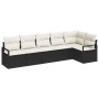Conjunto de sofá de jardín con cojín 6 pcs Negro y crema