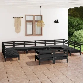 Gartenmöbel-Set 13-teilig aus massivem schwarzem Kiefernholz von vidaXL, Gartensets - Ref: Foro24-3083463, Preis: 667,38 €, R...