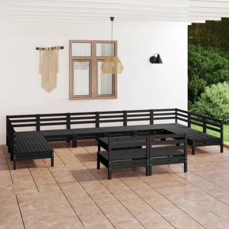 Garden furniture set 13 pieces solid black pine wood by vidaXL, Garden sets - Ref: Foro24-3083463, Price: 667,38 €, Discount: %