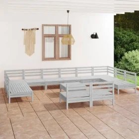 Gartenmöbel-Set 13-tlg. massives Zirbenholz weiß von vidaXL, Gartensets - Ref: Foro24-3083460, Preis: 649,85 €, Rabatt: %