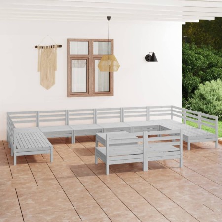 Gartenmöbel-Set 13-tlg. massives Zirbenholz weiß von vidaXL, Gartensets - Ref: Foro24-3083460, Preis: 667,48 €, Rabatt: %
