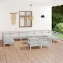 Gartenmöbel-Set 13-tlg. massives Zirbenholz weiß von vidaXL, Gartensets - Ref: Foro24-3083460, Preis: 649,85 €, Rabatt: %