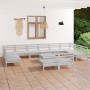 Gartenmöbel-Set 13-tlg. massives Zirbenholz weiß von vidaXL, Gartensets - Ref: Foro24-3083460, Preis: 667,48 €, Rabatt: %