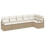Conjunto de sofá de jardín con cojín 6 pcs Beige y Crema