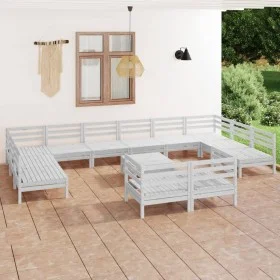 Gartenmöbel-Set 13-teilig aus massivem weißem Kiefernholz von vidaXL, Gartensets - Ref: Foro24-3083500, Preis: 683,20 €, Raba...