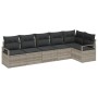 Conjunto de sofá de jardín con cojín 6 pcs Gris Claro
