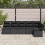 Conjunto de sofá de jardín con cojín 6 pcs Negro
