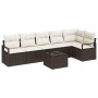 Conjunto de sofá de jardín con cojín 7 pcs Marrón y crema