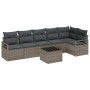 Conjunto de sofá de jardín con cojín 7 pcs Gris Claro