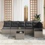 Conjunto de sofá de jardín con cojín 7 pcs Gris Claro