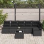 Conjunto de sofá de jardín con cojín 7 pcs Negro