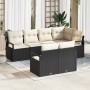 Conjunto de sofá de jardín con cojín 7 pcs Negro y crema