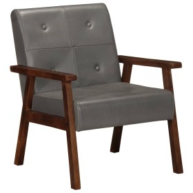 Sillón de cuero auténtico gris