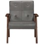 Sillón de cuero auténtico gris